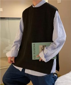 aimoha クルーネック ベスト サイドスリット ラウンドネック