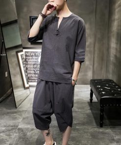 セットアップ メンズ 半袖 綿麻セット 無地 薄手 カジュアル スポーツ ワイド ルームウェア 着痩せ ゆったり 春夏 旅行 部屋着 父の日