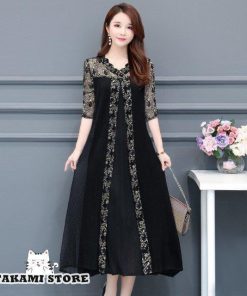 【値下げ】ドレス 結婚式 お呼ばれ ドレス 30代 40代 50代パーティードレス 二次会 ワンピース 五分袖 長袖 黒 大きいサイズ 3L 4L 5L